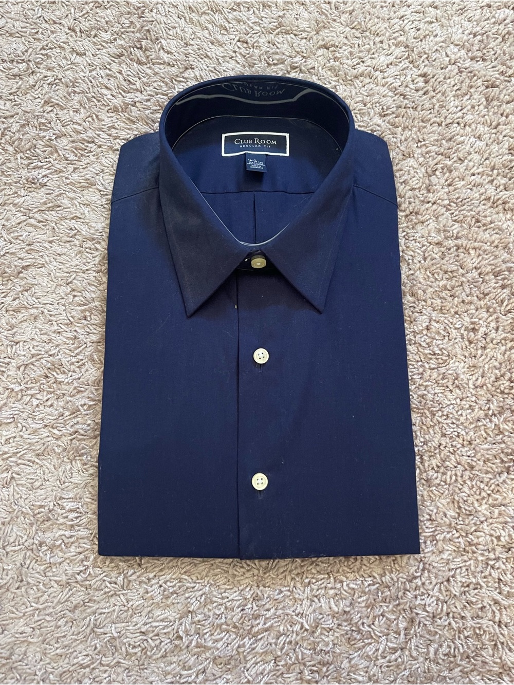 Club Room Navy Blue Dress Shirt with Point Collar